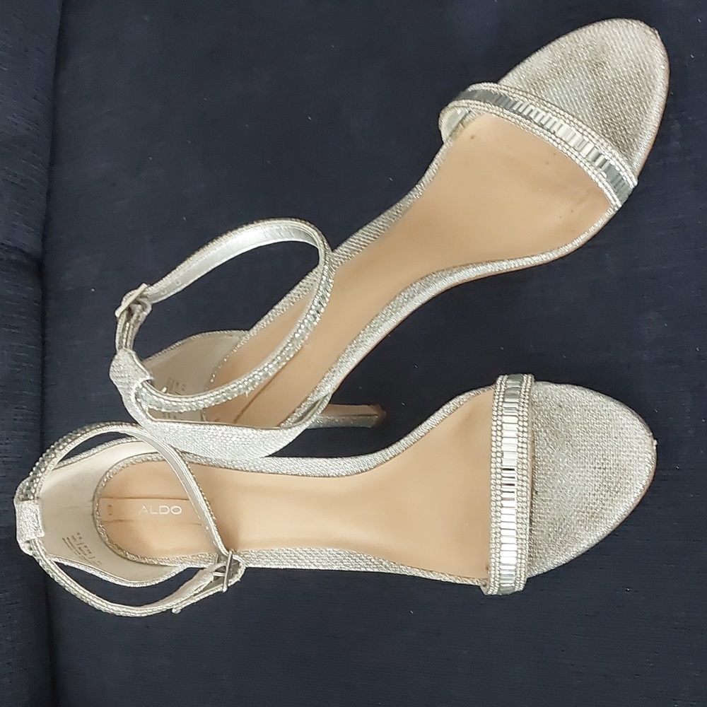 Aldo Shimmering Silver Heels, Size 11.5
